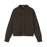 婦人　ヤク混襟付きカーディガン