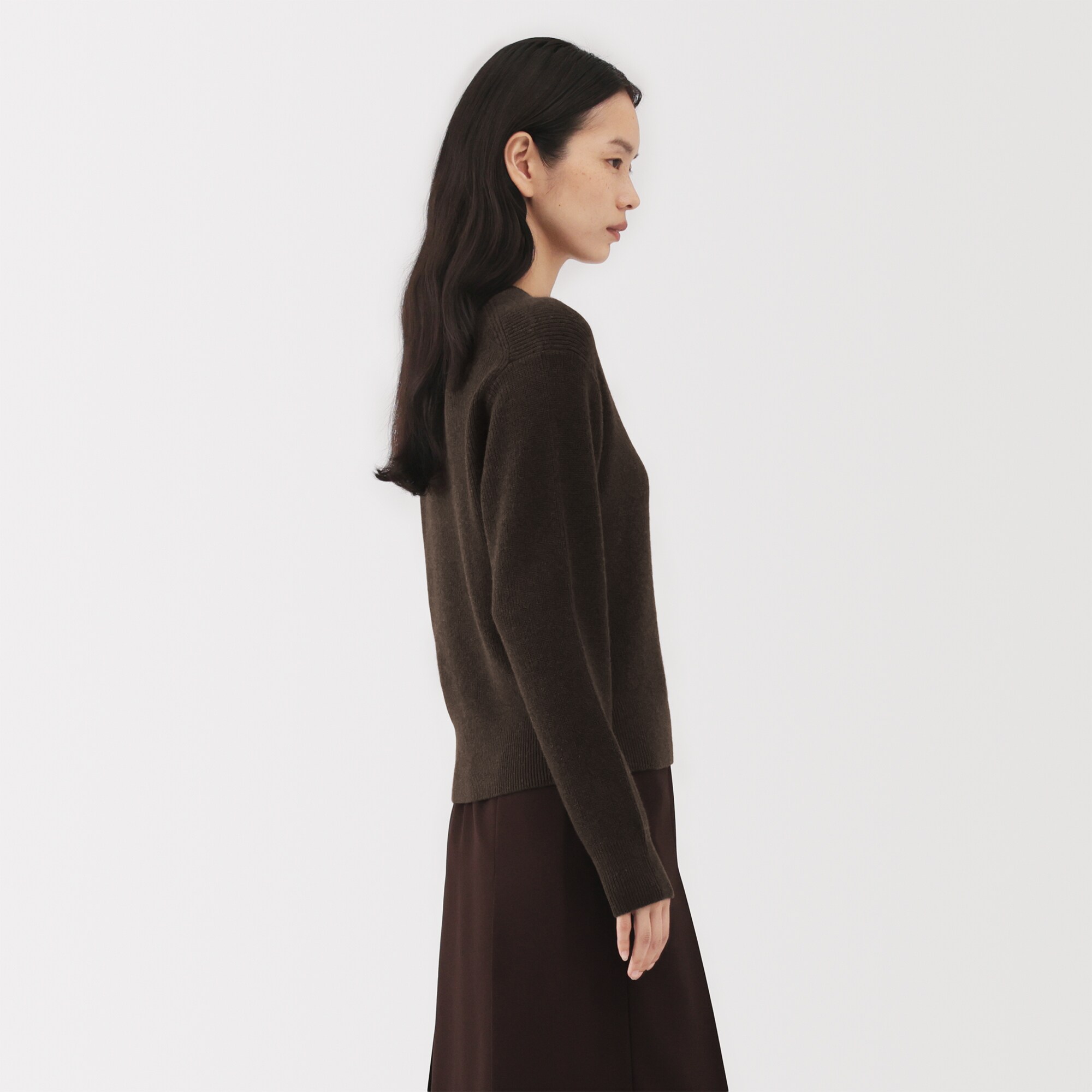 婦人 自然のまんまの色 ヤク畦編みクルーネックセーター | 無印良品