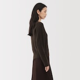 婦人　自然のまんまの色　ヤク畦編みクルーネックセーター