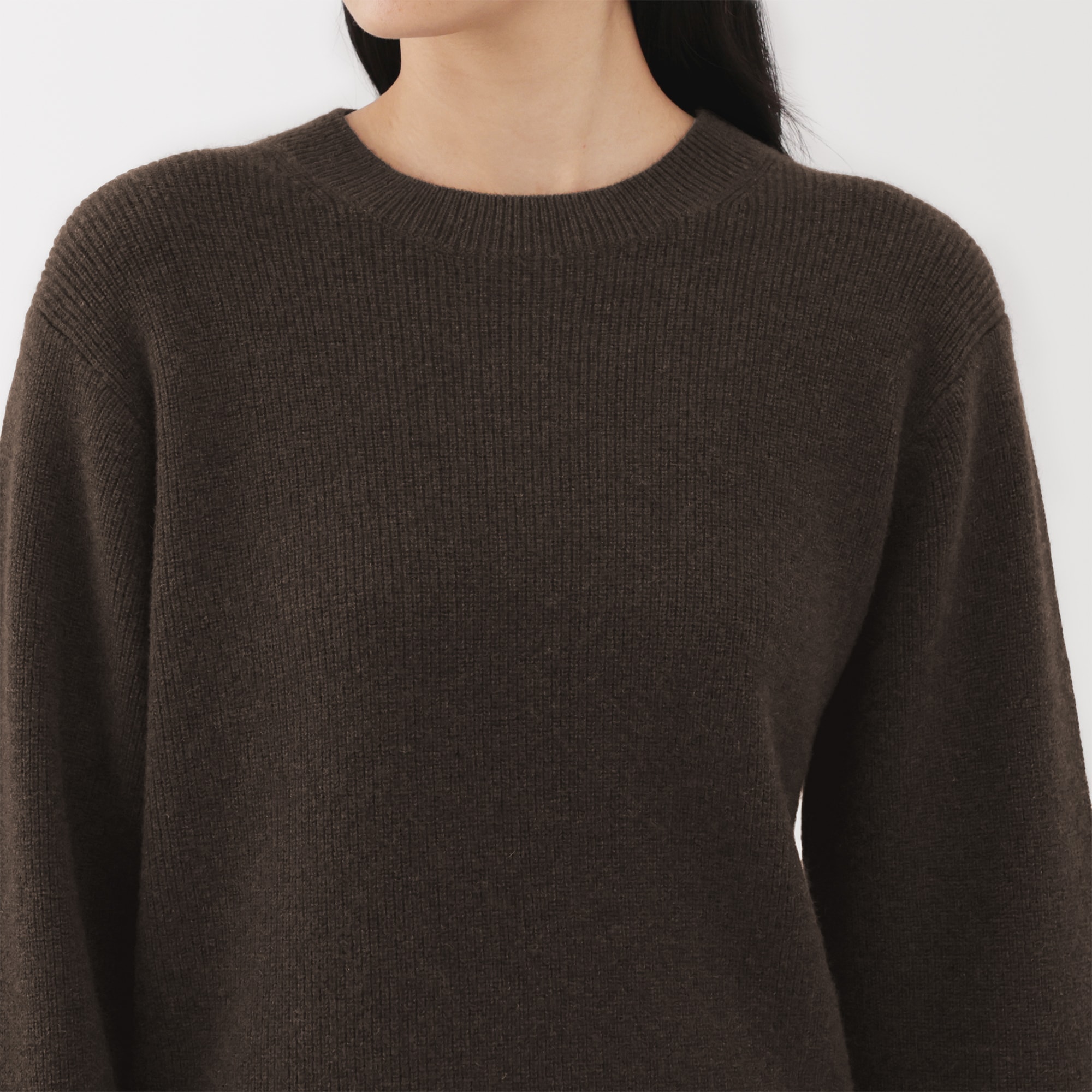 婦人 自然のまんまの色 ヤク畦編みクルーネックセーター | 無印良品