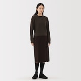 婦人　自然のまんまの色　ヤク畦編みクルーネックセーター