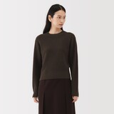 婦人　自然のまんまの色　ヤク畦編みクルーネックセーター