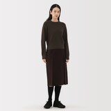 婦人　自然のまんまの色　ヤク畦編みクルーネックセーター