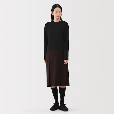 【１０月上旬発売予定】婦人　自然の色を生かして染色した　ヤク畦編みクルーネックセーター