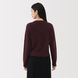 婦人　自然の色を生かして染色した　ヤク畦編みクルーネックセーター