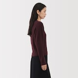 婦人　自然の色を生かして染色した　ヤク畦編みクルーネックセーター