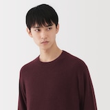 紳士　自然の色を生かして染色した　ヤク畦編みクルーネックセーター