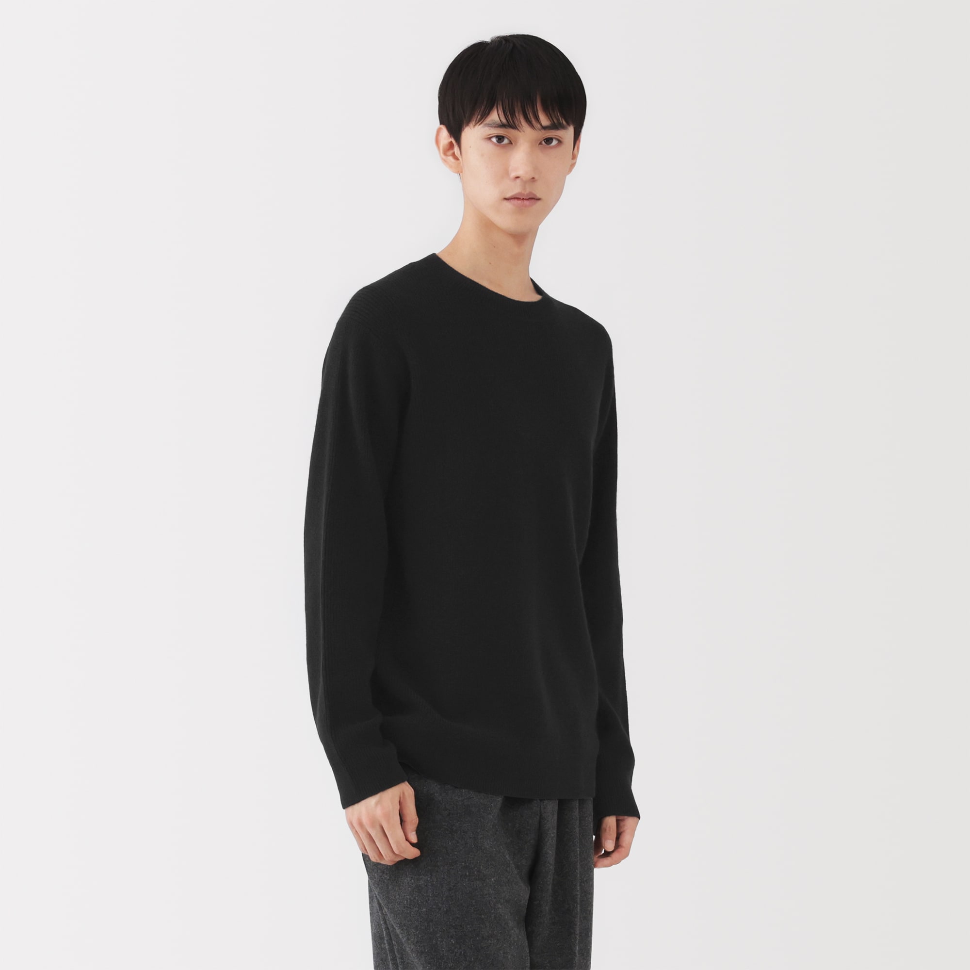 無印 MUJI Labo 紳士 ヤク畦編みクルーネックセーター Lサイズ 紳士 自然の色を生かして染色した ヤク畦編みクルーネックセーター