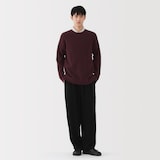 紳士　自然の色を生かして染色した　ヤク畦編みクルーネックセーター