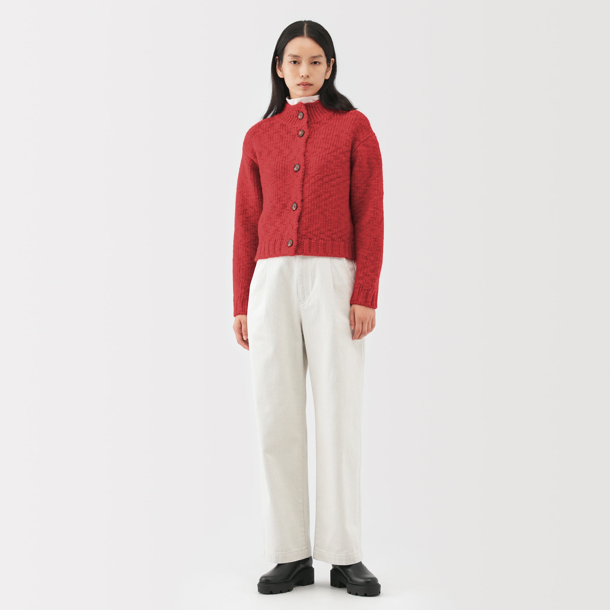 婦人　メリノウールローゲージショートカーディガン