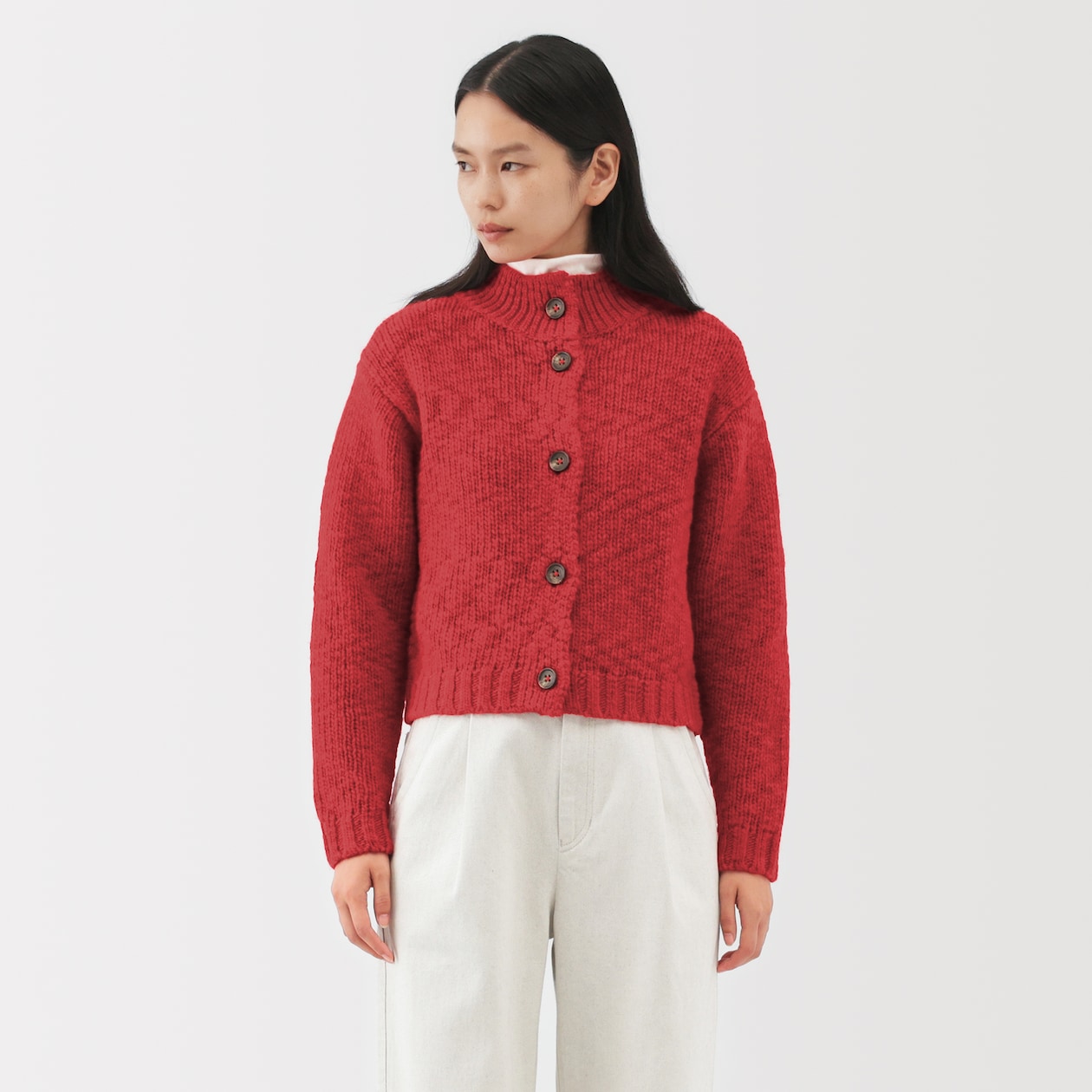 婦人　メリノウールローゲージショートカーディガン