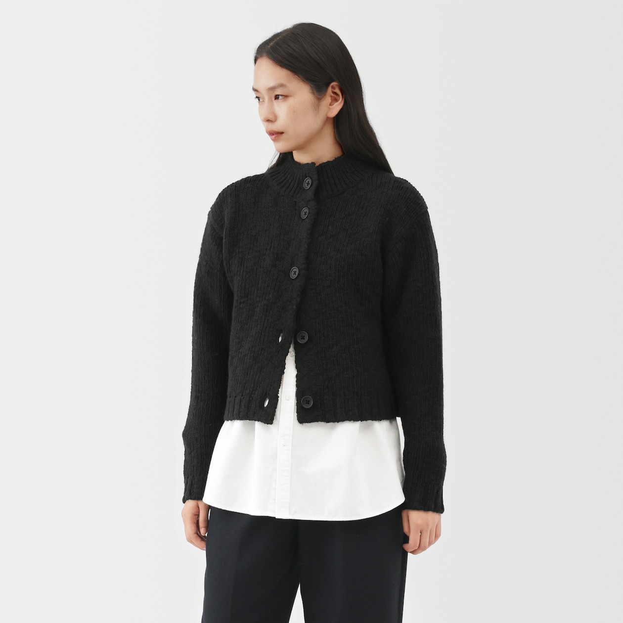 婦人　メリノウールローゲージショートカーディガン