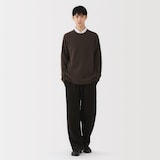 紳士　自然のまんまの色　ヤク畦編みクルーネックセーター