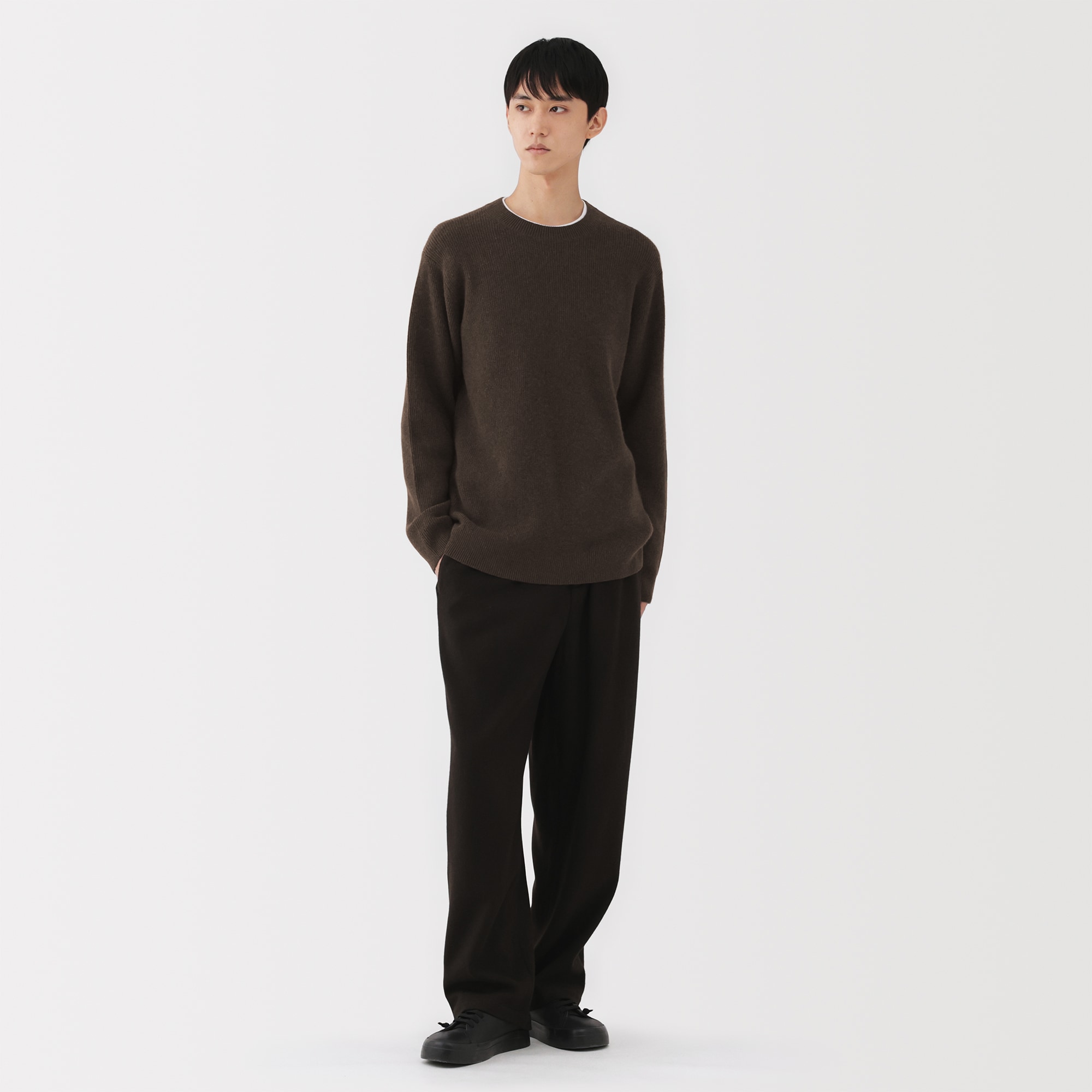 walenode ヤクウール片畦編みクルーネックセーター 1LDK 紳士 ヤク畦