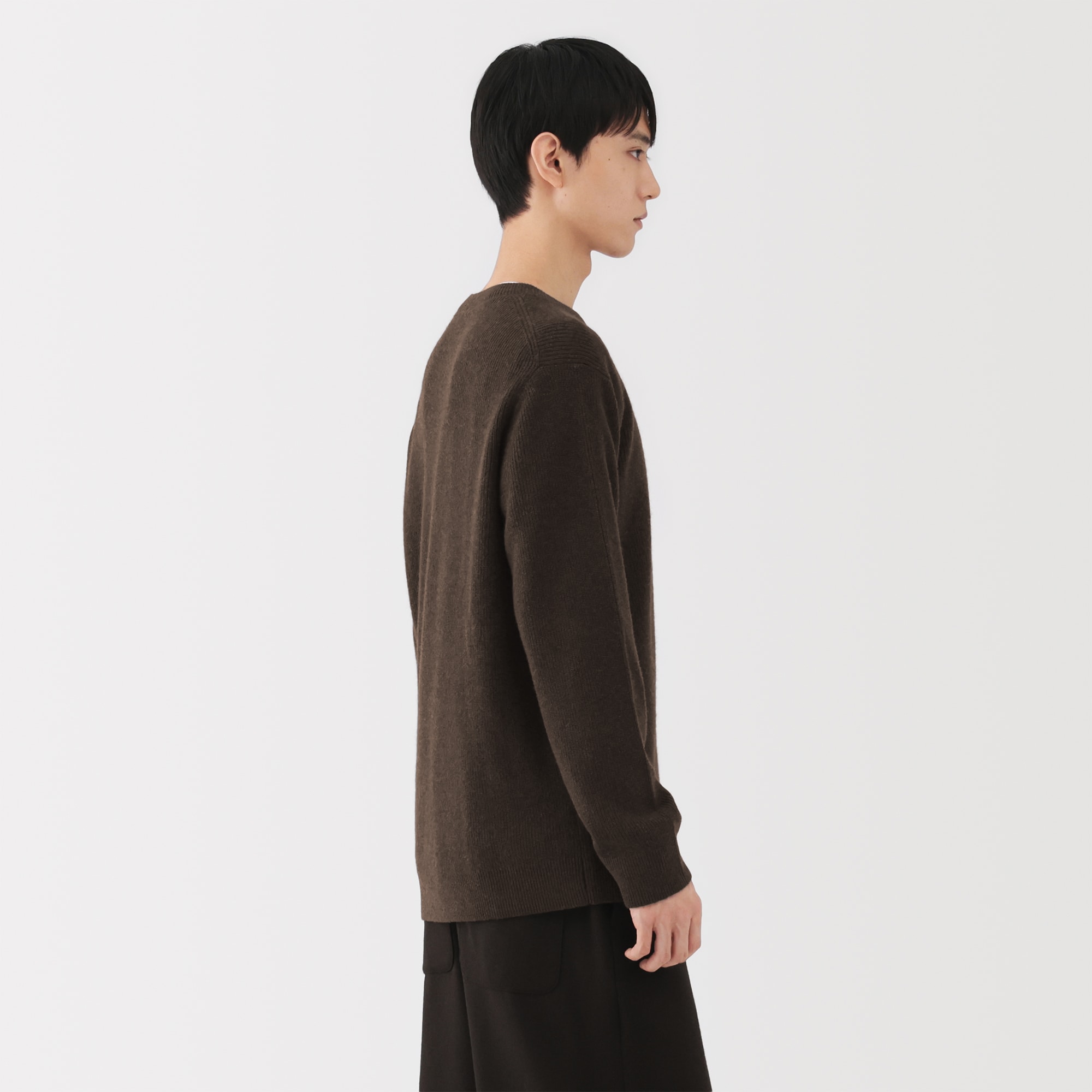 紳士 自然のまんまの色 ヤク畦編みクルーネックセーター | 無印良品