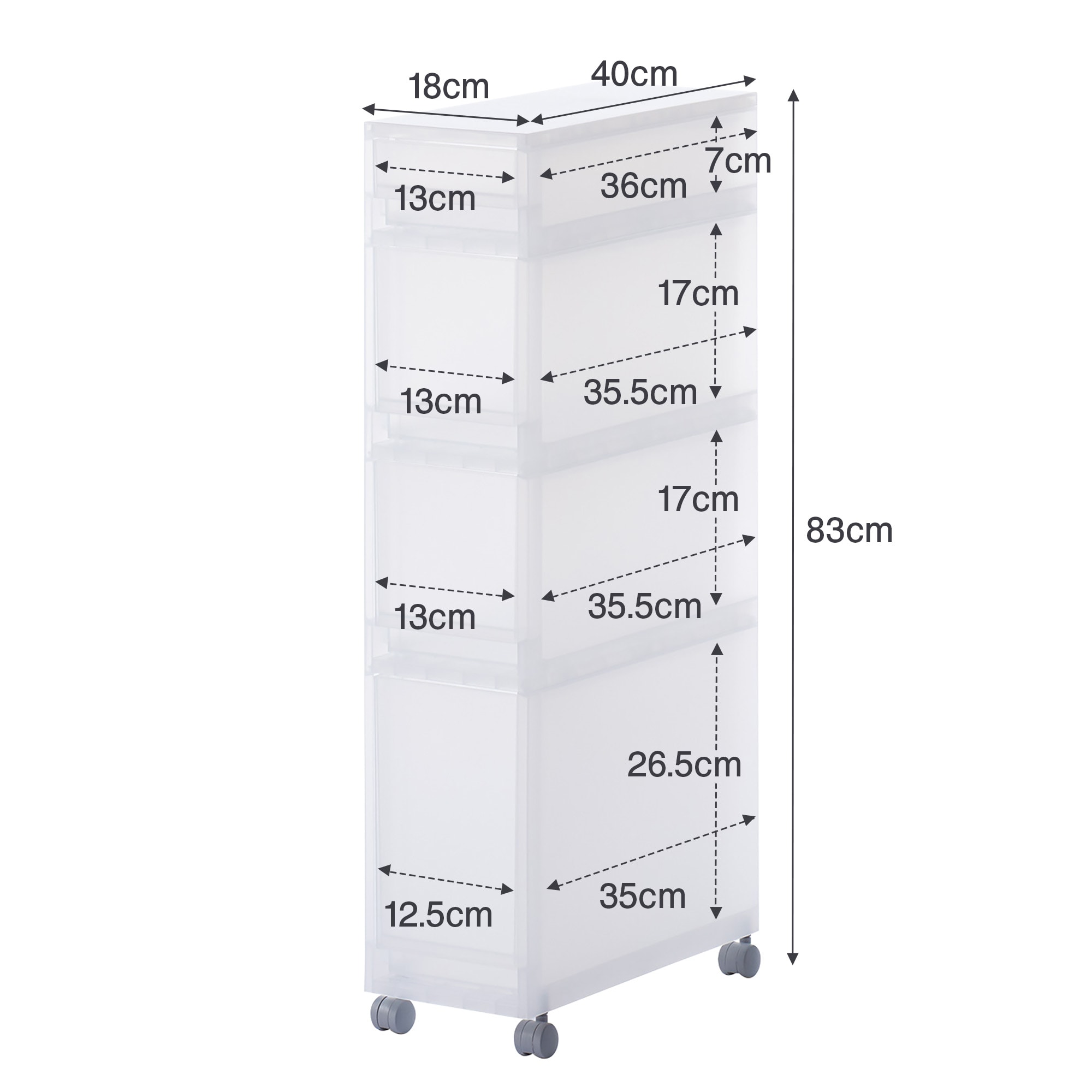 ポリプロピレンストッカーキャスター付き・２