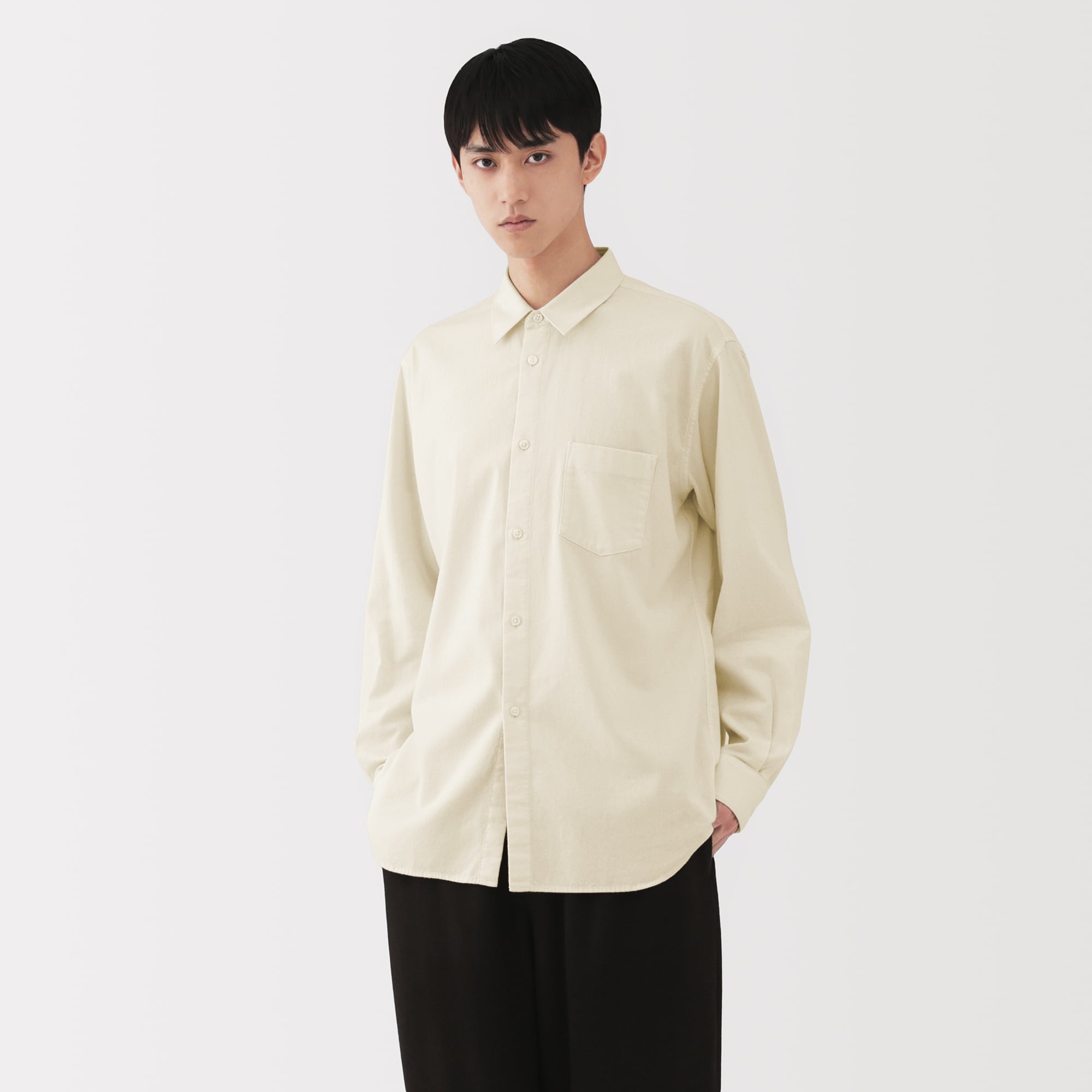 紳士　起毛ヘリンボーンレギュラーカラーシャツ