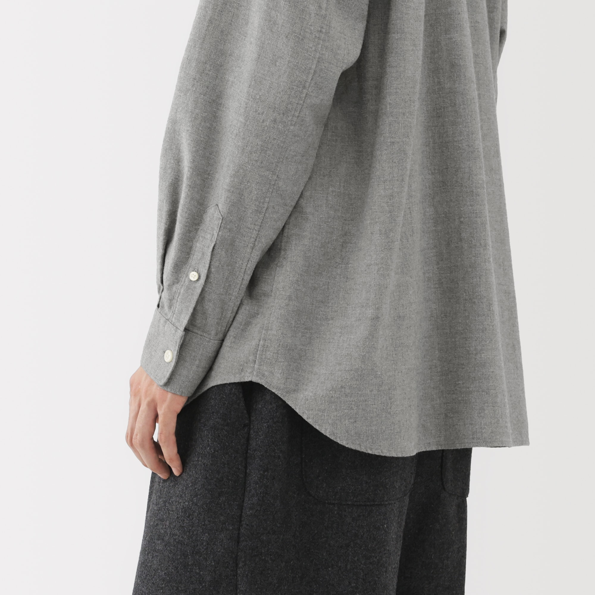 紳士　起毛ヘリンボーンレギュラーカラーシャツ