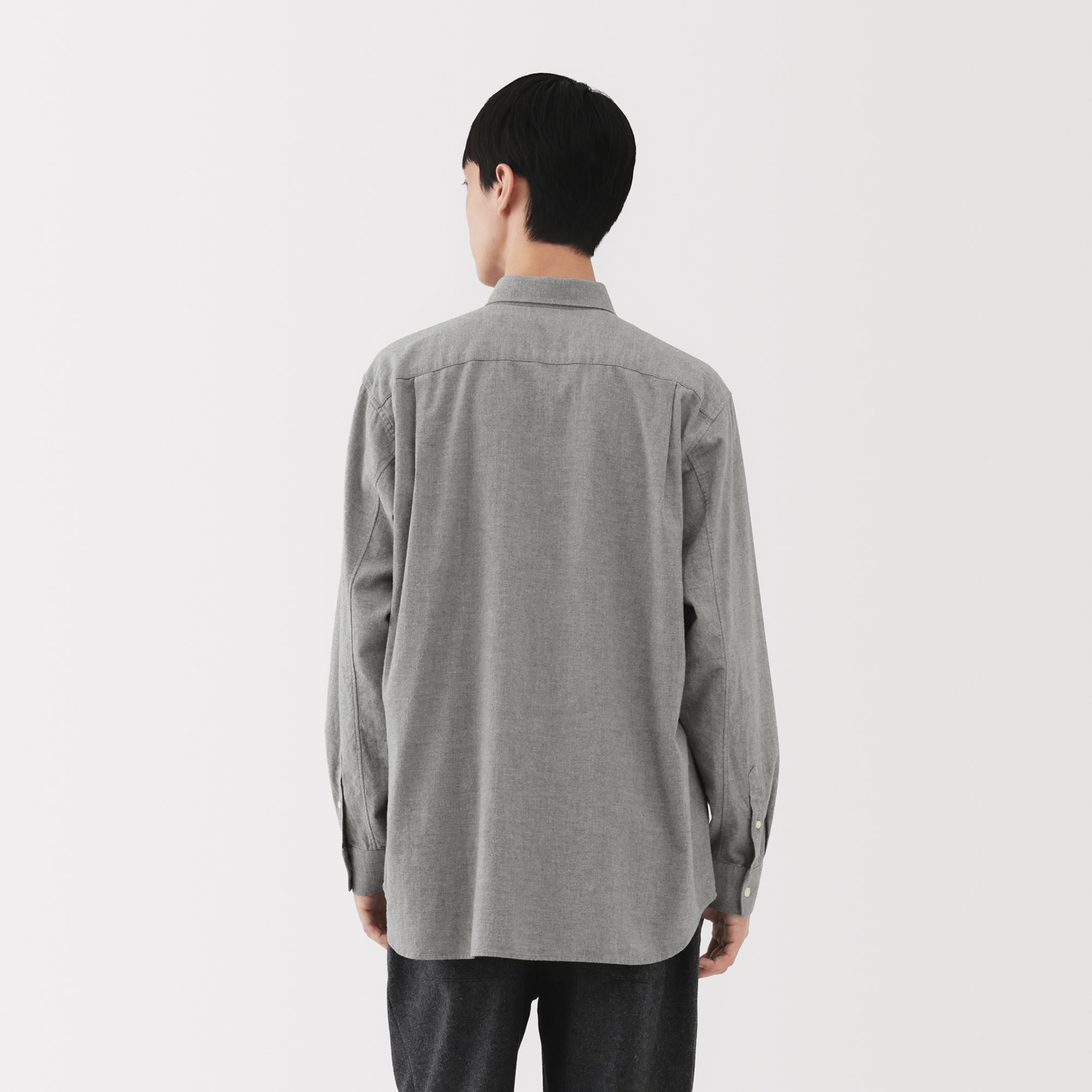 紳士　起毛ヘリンボーンレギュラーカラーシャツ