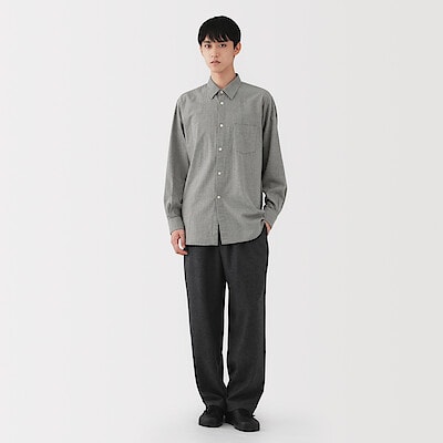 紳士　起毛ヘリンボーンレギュラーカラーシャツ