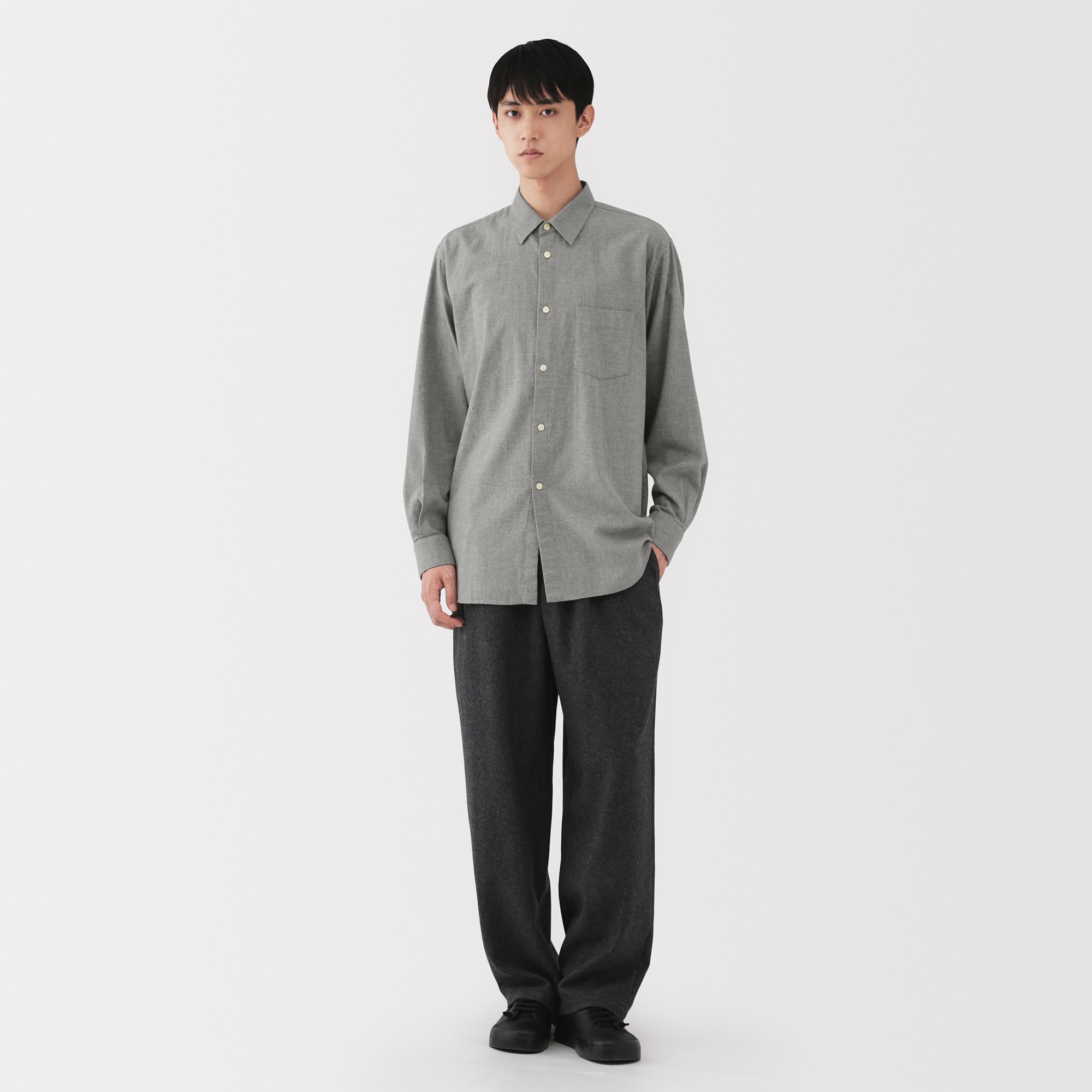 紳士 起毛ヘリンボーンレギュラーカラーシャツ | 無印良品