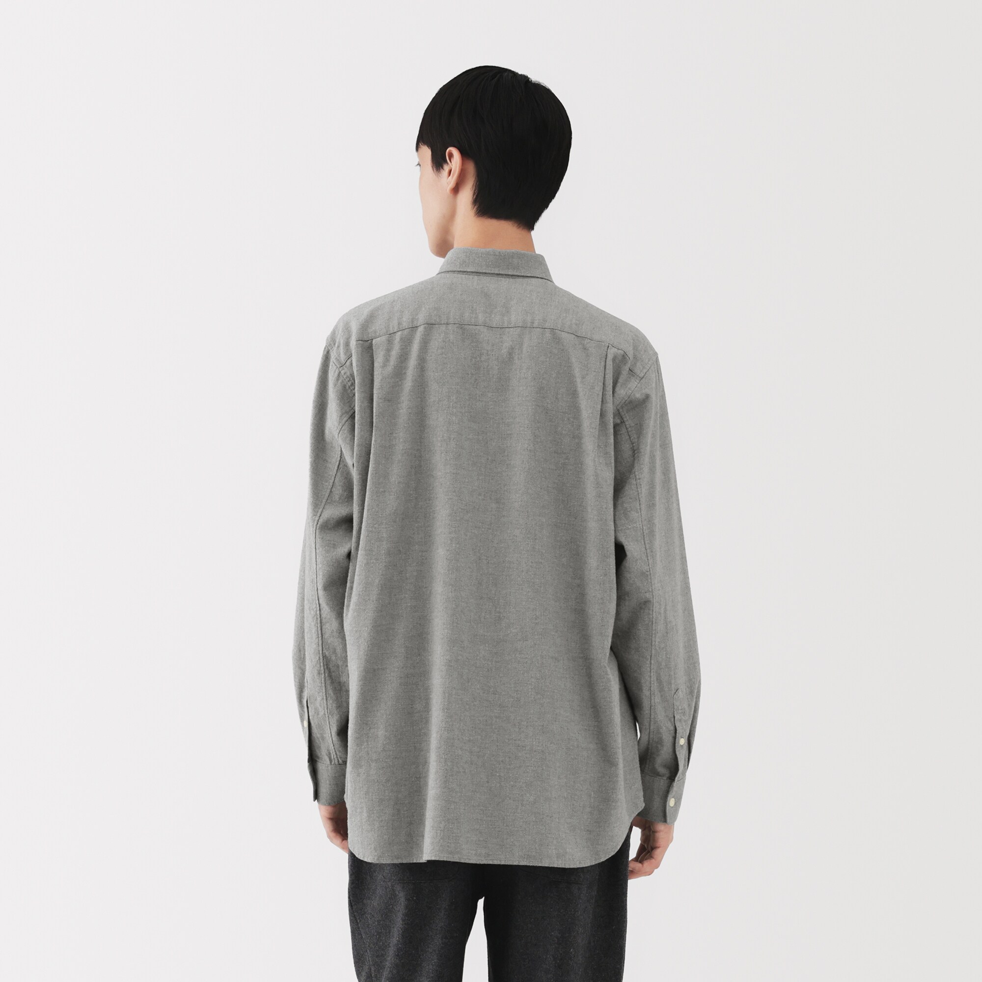 紳士　起毛ヘリンボーンレギュラーカラーシャツ