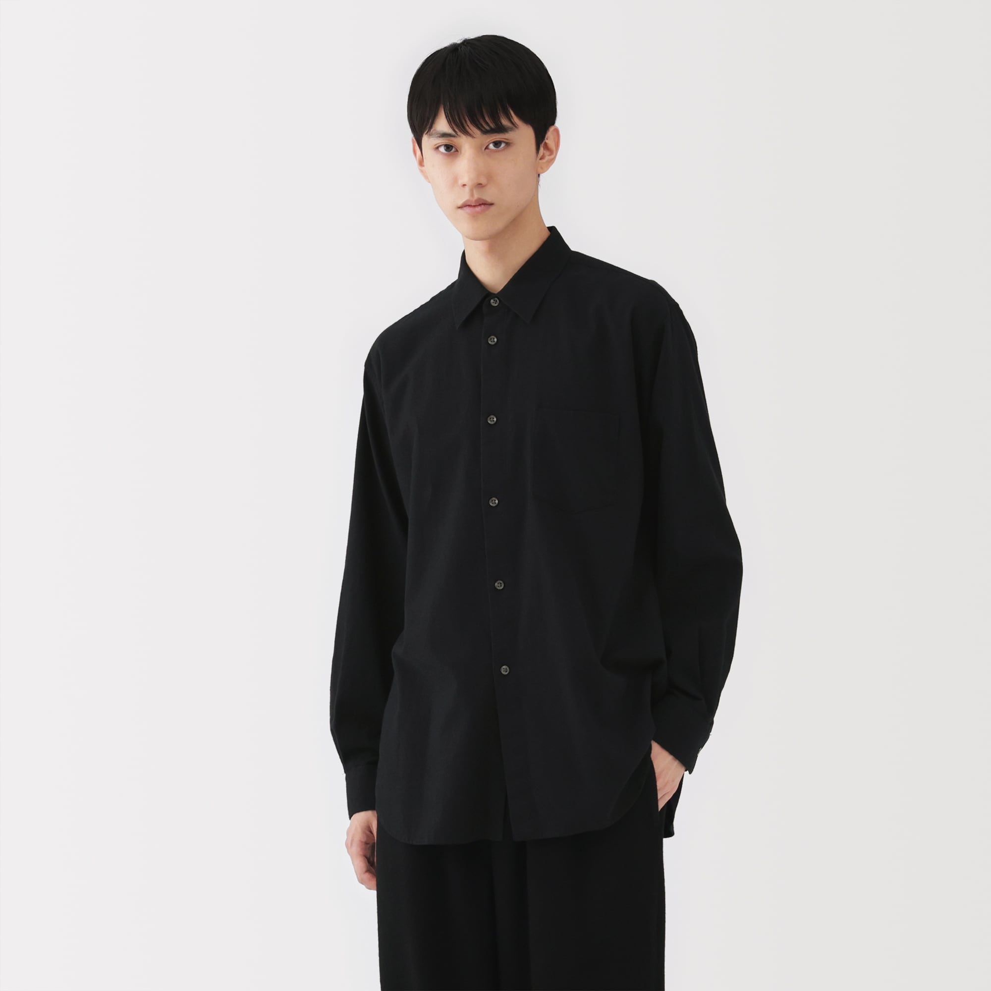 紳士　起毛ヘリンボーンレギュラーカラーシャツ