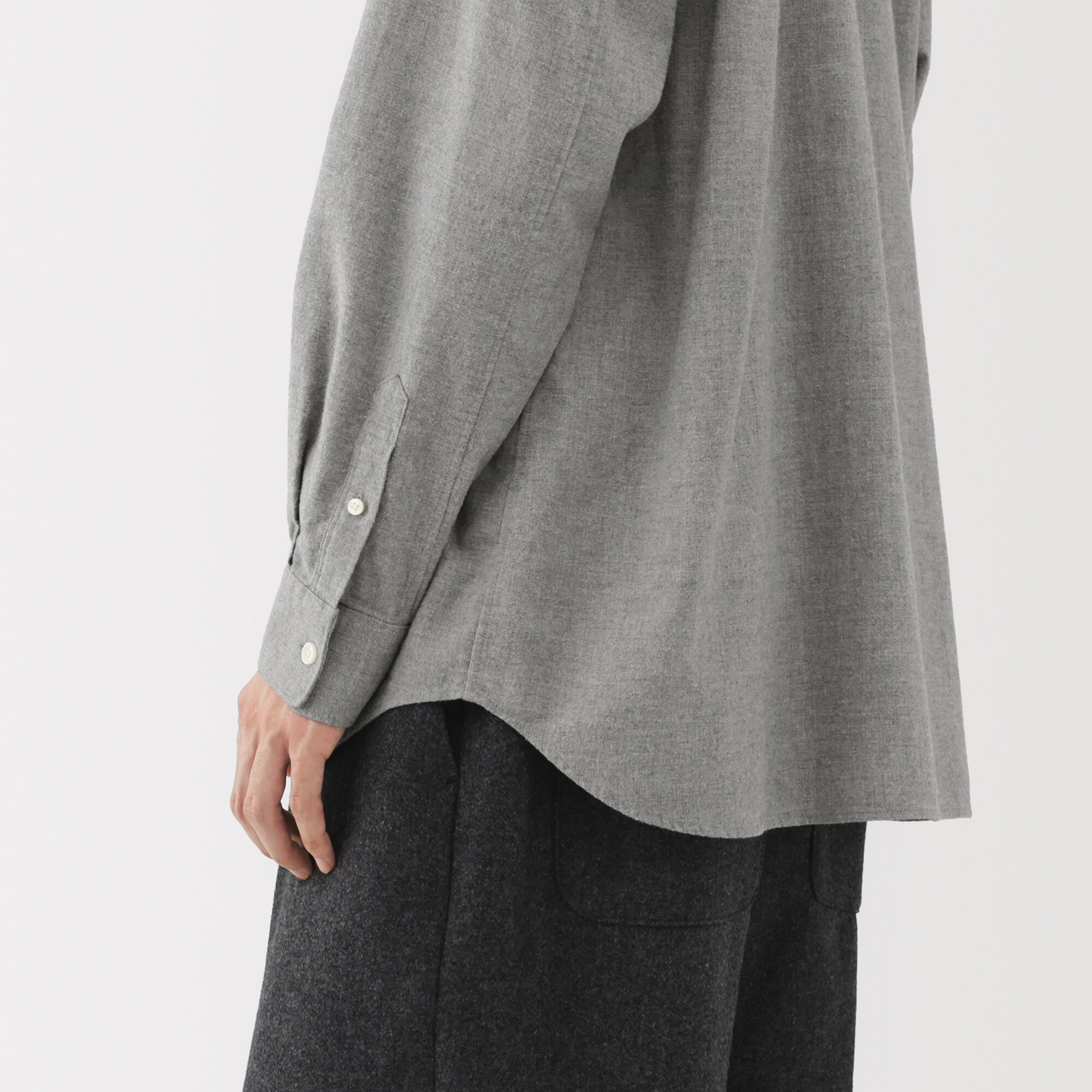 紳士　起毛ヘリンボーンレギュラーカラーシャツ