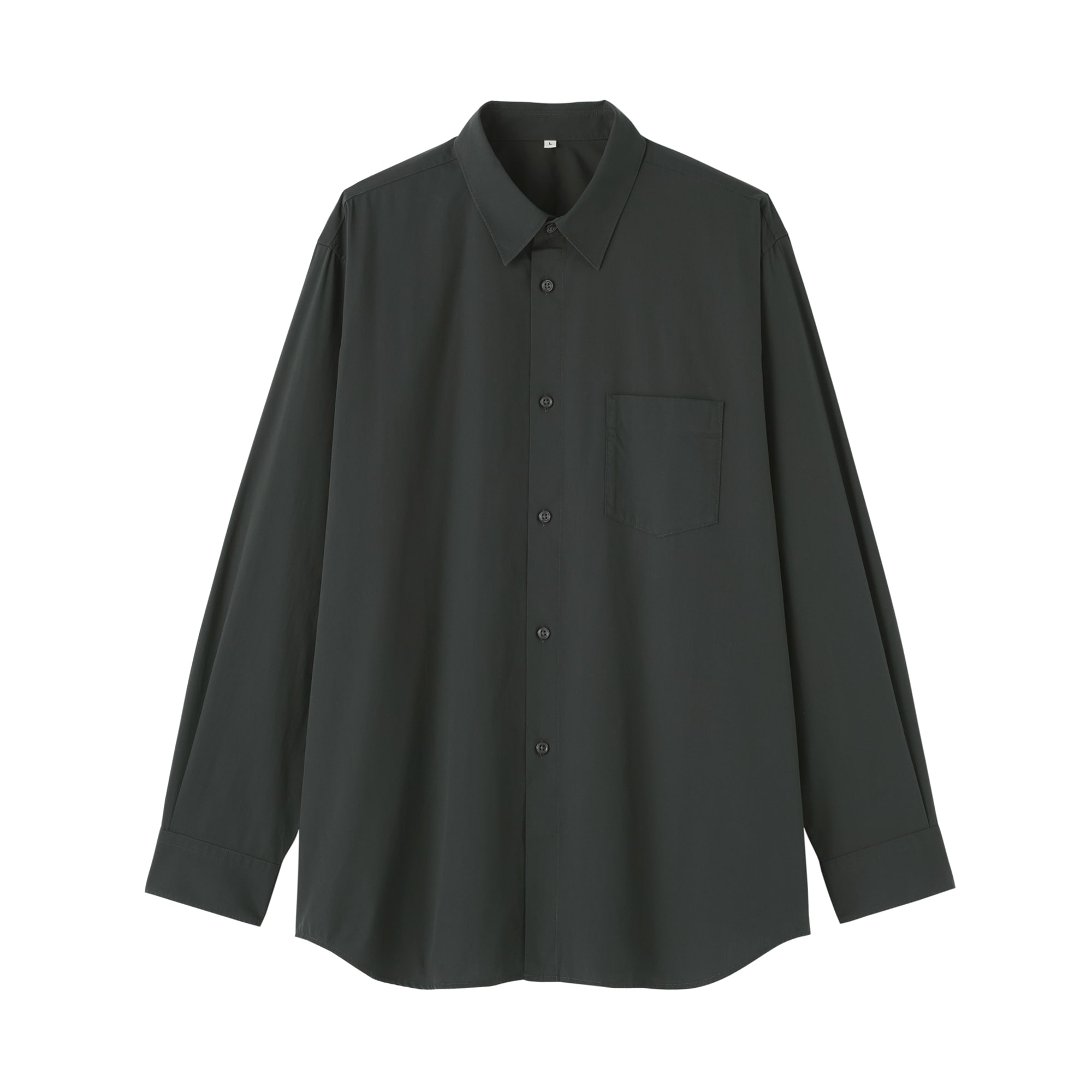 MUJI Labo ウール混レギュラーカラーシャツ M 黒 紳士 ポプリンレギュラーカラーシャツ | 無印良品