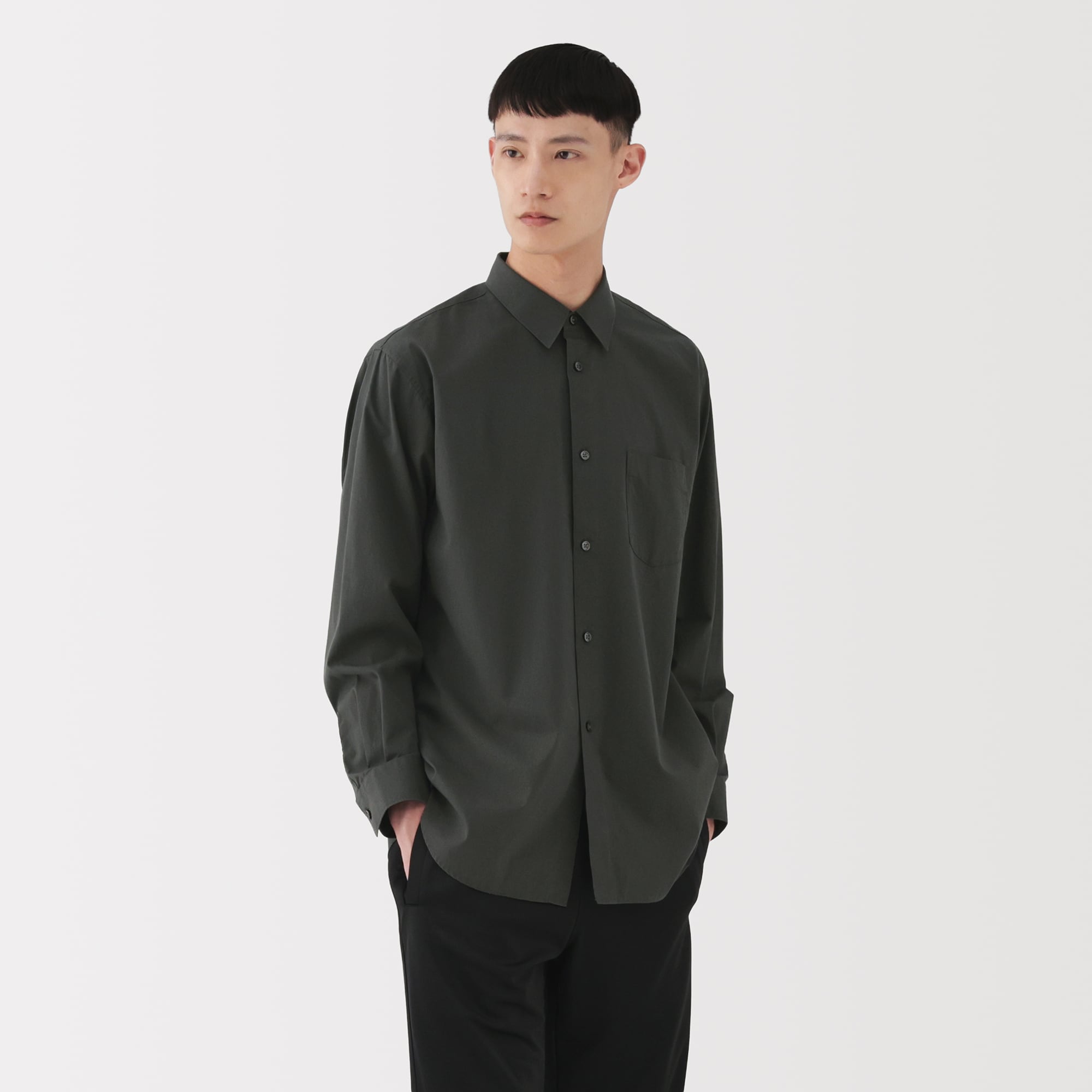 紳士　ポプリンレギュラーカラーシャツ