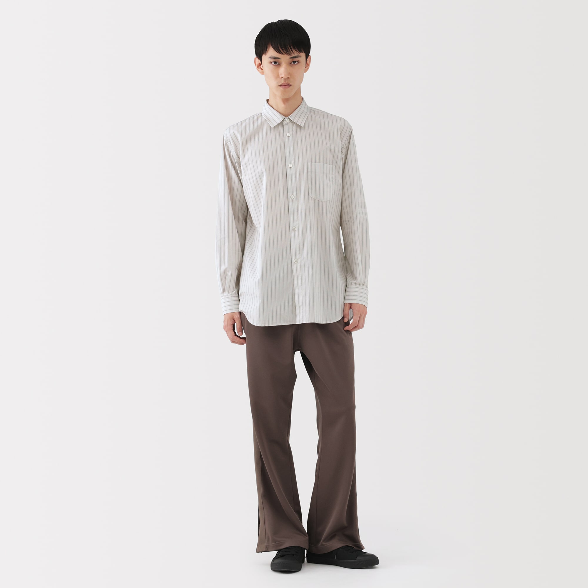 【新品】MUJI LABO 紳士　ポプリンレギュラーカラーシャツ　黒　M MUJI Labo シャツ 「MUJI Labo」紳士 ポプリンレギュラーカラー