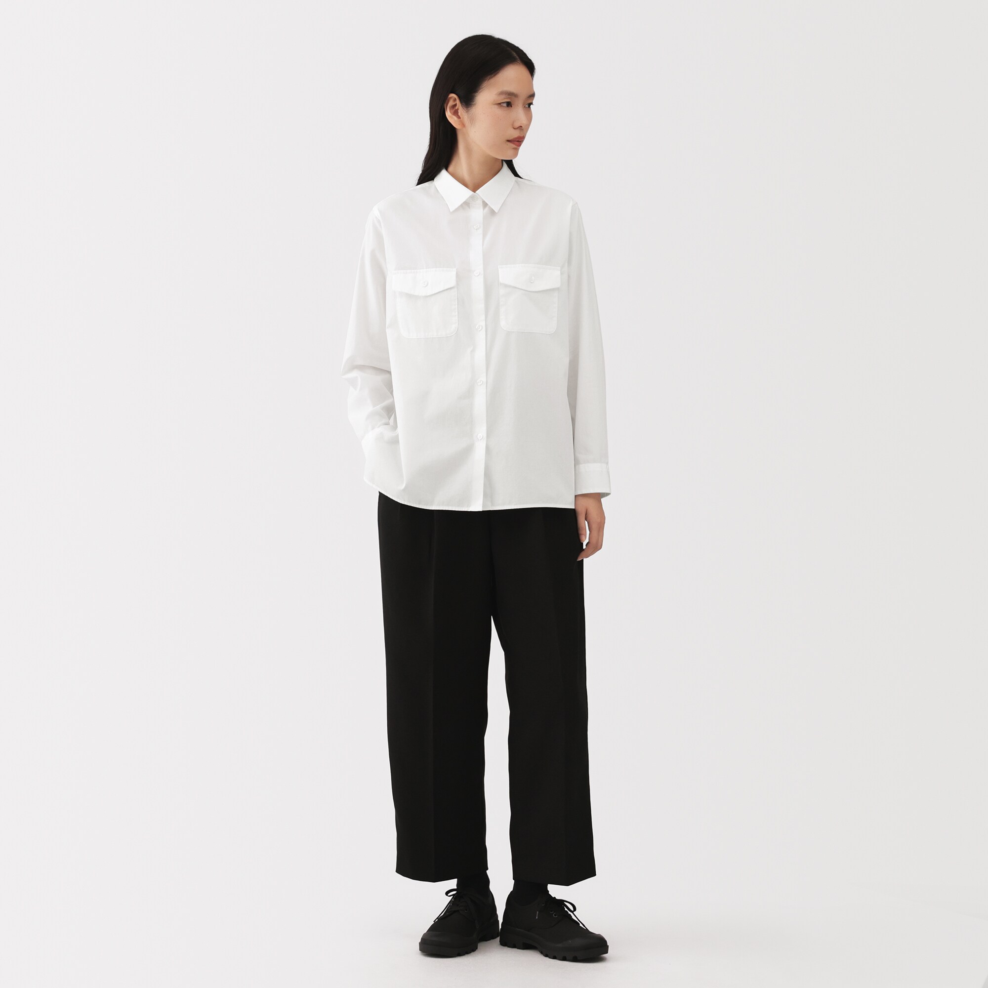 婦人　ポプリンレギュラーカラーシャツ