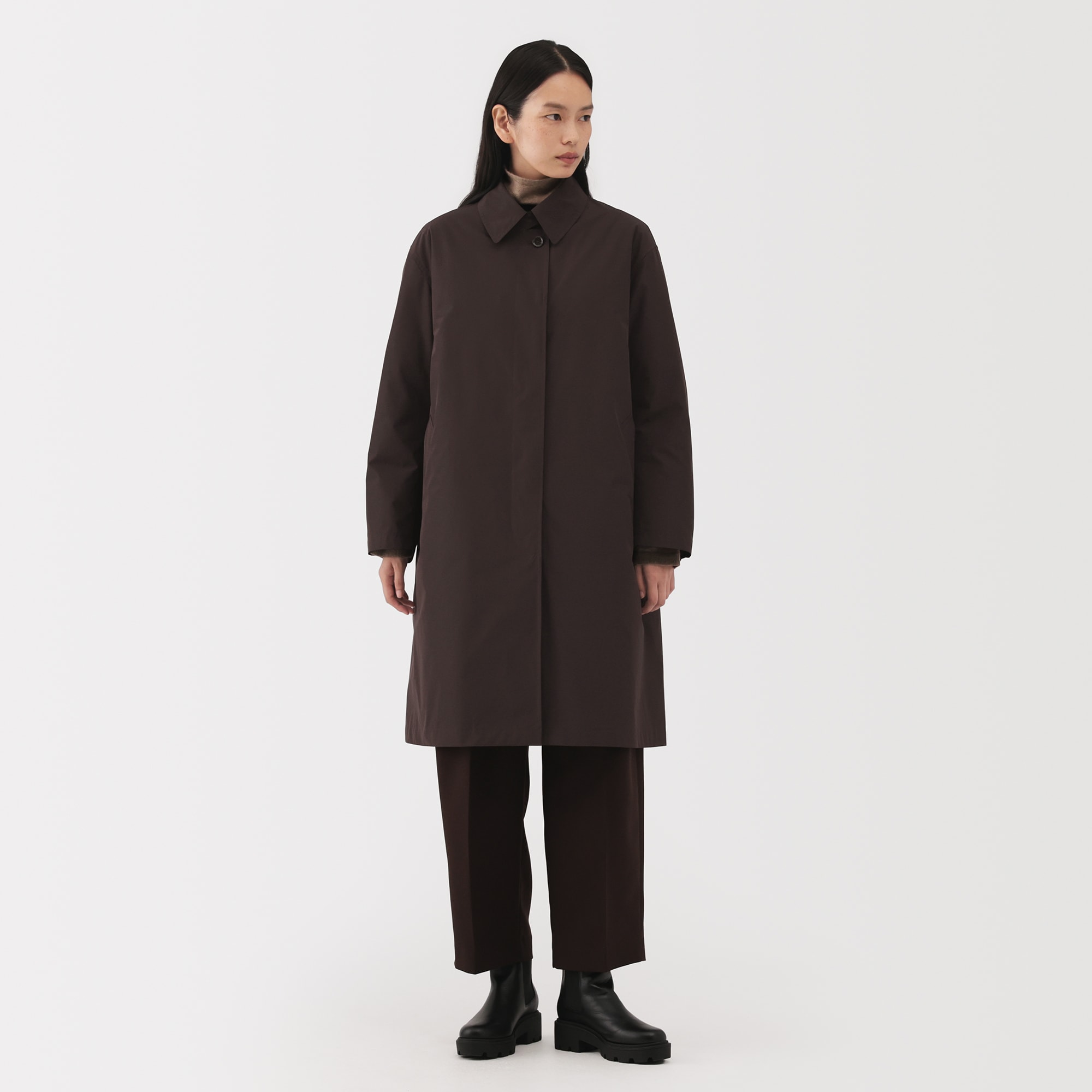 婦人　ダウンライナー付き撥水ステンカラーコート