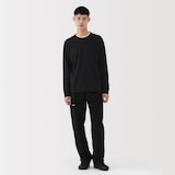 紳士　昔ながらの製法で編み立てた天竺クルーネック長袖Ｔシャツ