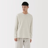 紳士　昔ながらの製法で編み立てた天竺クルーネック長袖Ｔシャツ