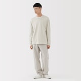 紳士　昔ながらの製法で編み立てた天竺クルーネック長袖Ｔシャツ