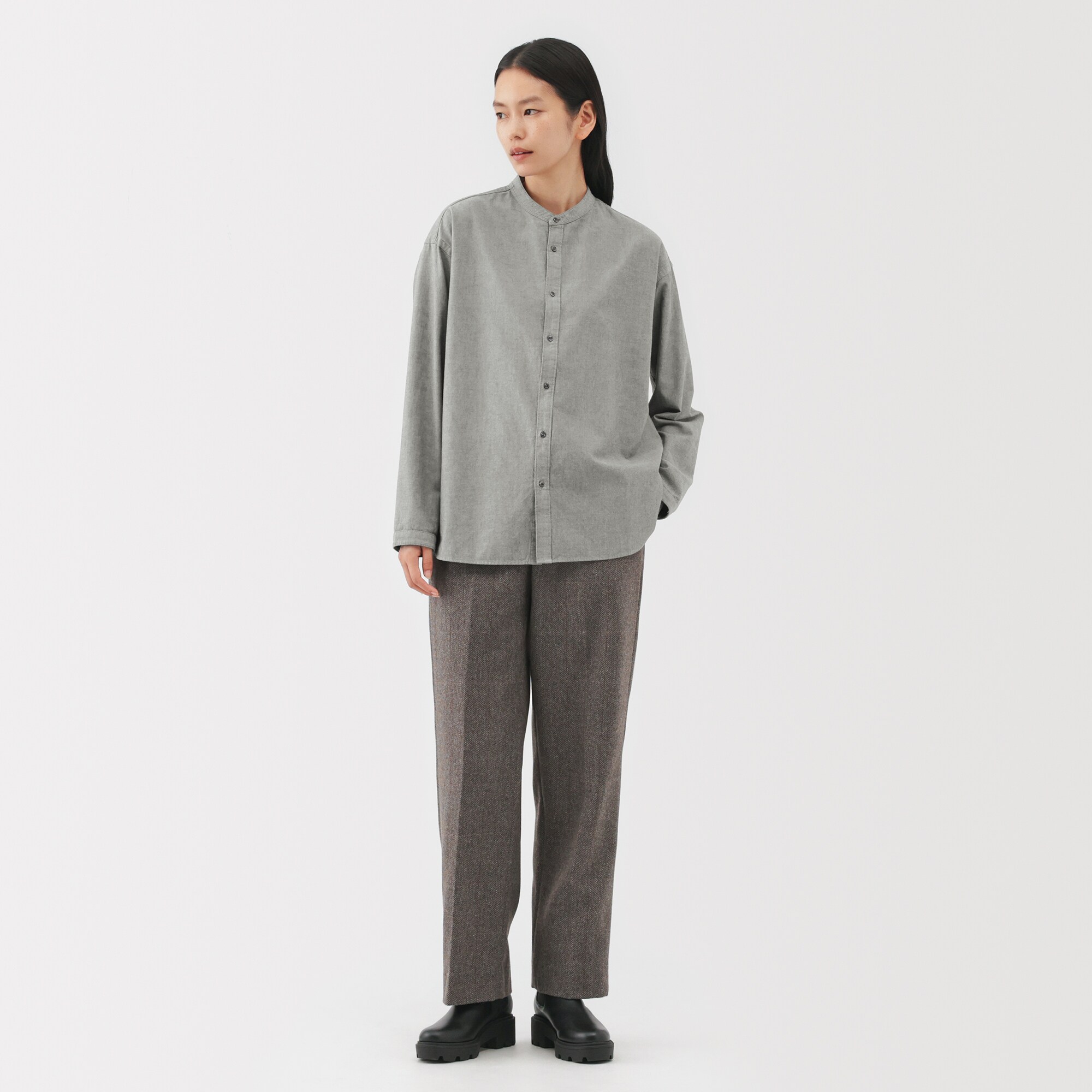 婦人　起毛ツイルリラックスフィットシャツ