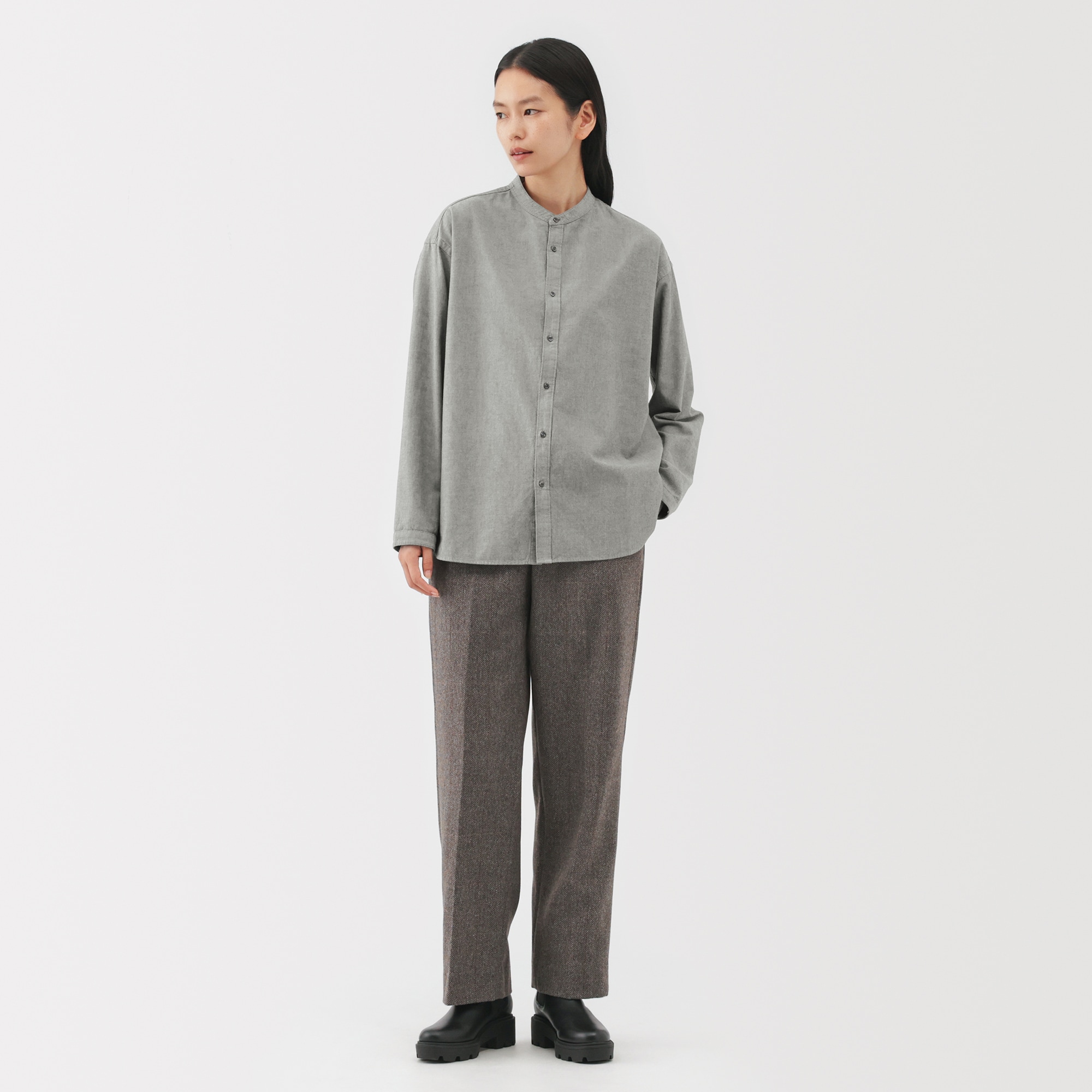 婦人　起毛ツイルリラックスフィットシャツ