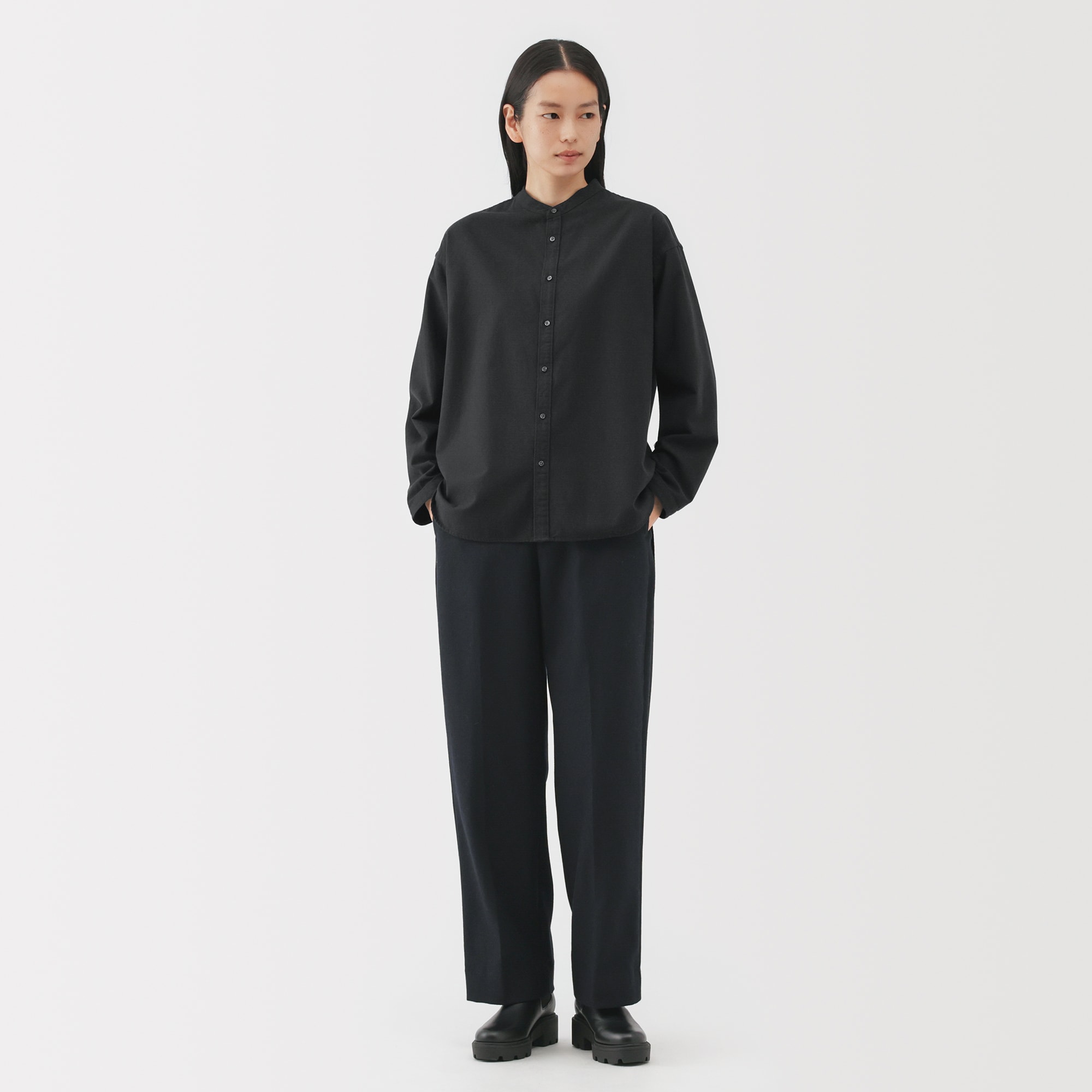 婦人　起毛ツイルリラックスフィットシャツ