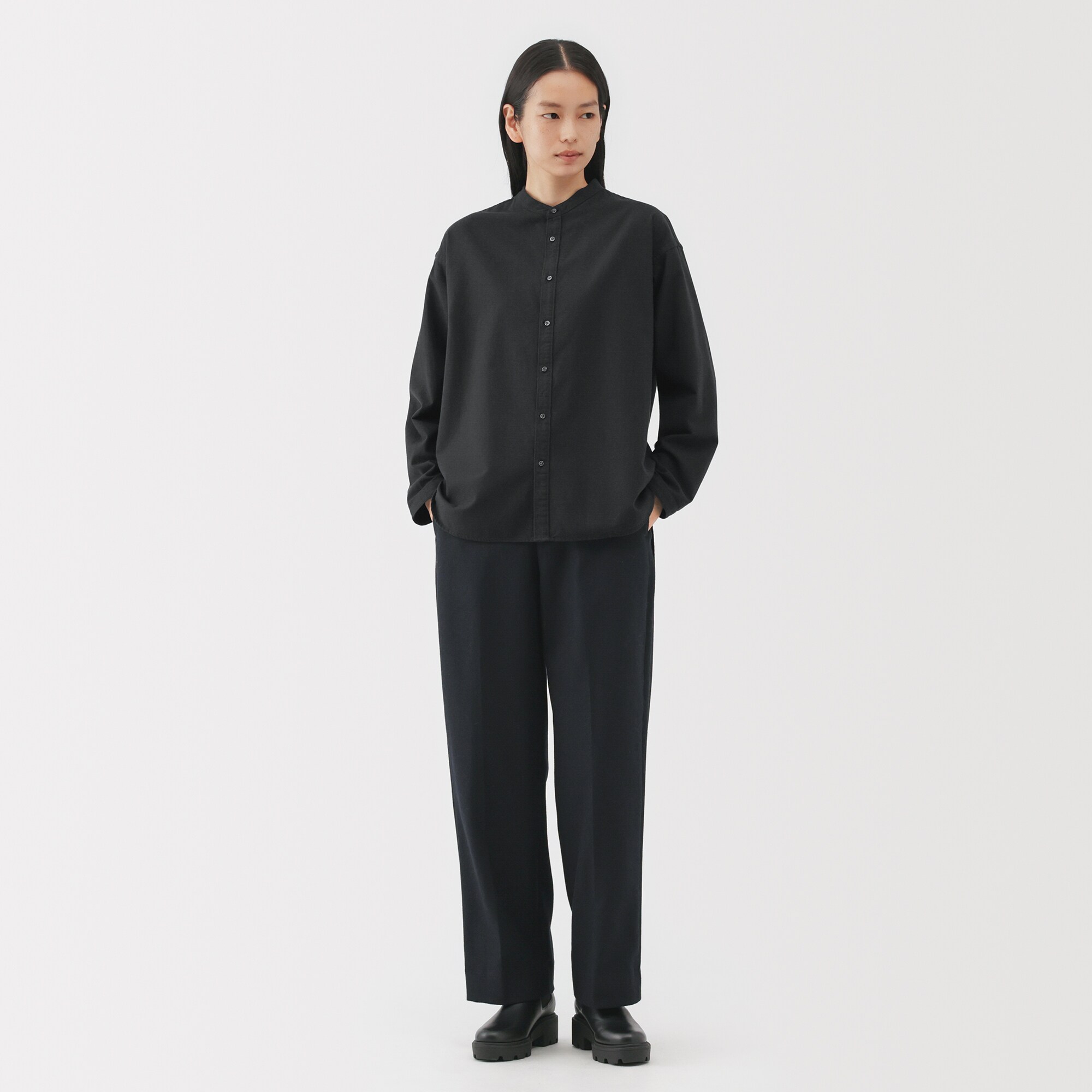 婦人　起毛ツイルリラックスフィットシャツ