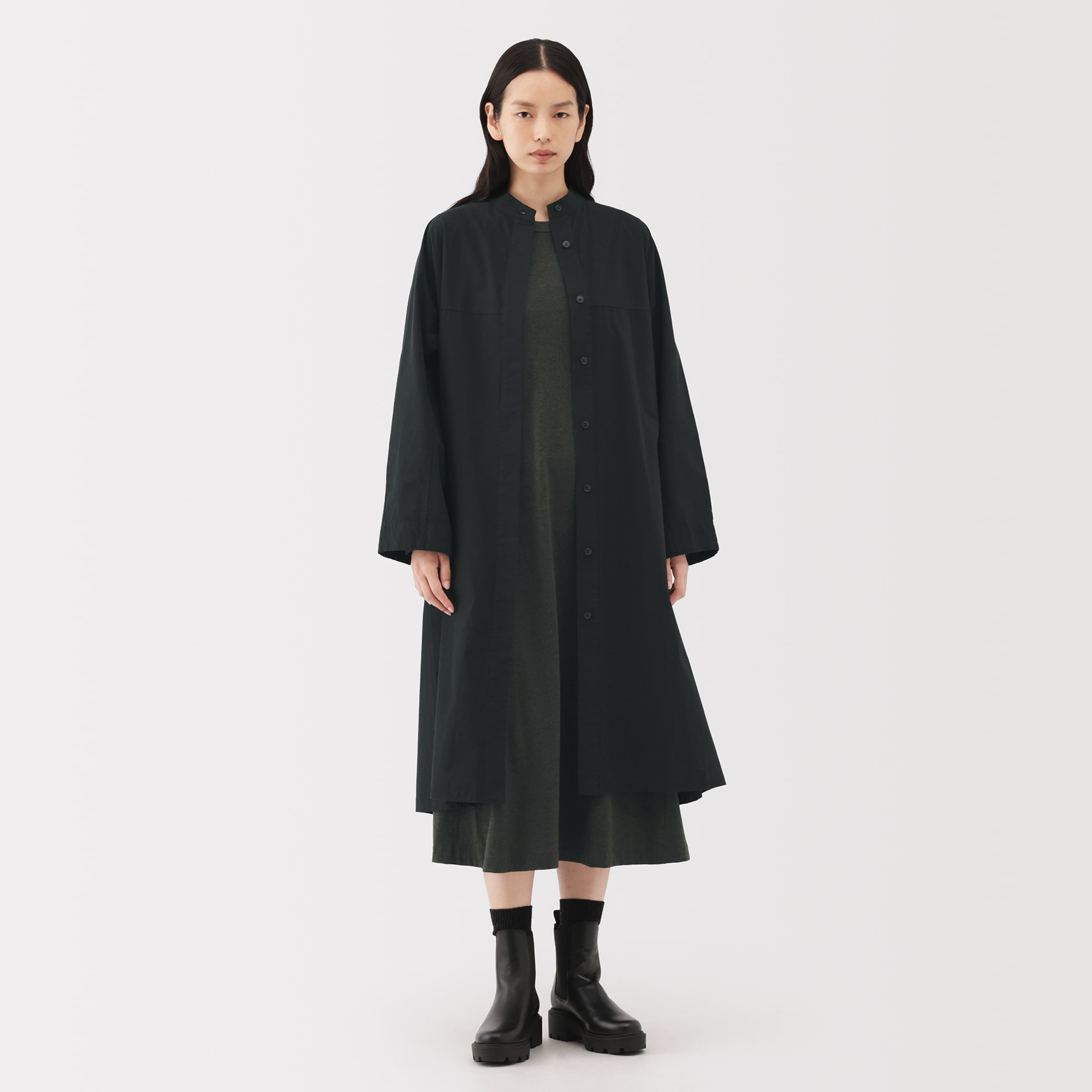 婦人　コットンウールリラックスフィットシャツワンピース