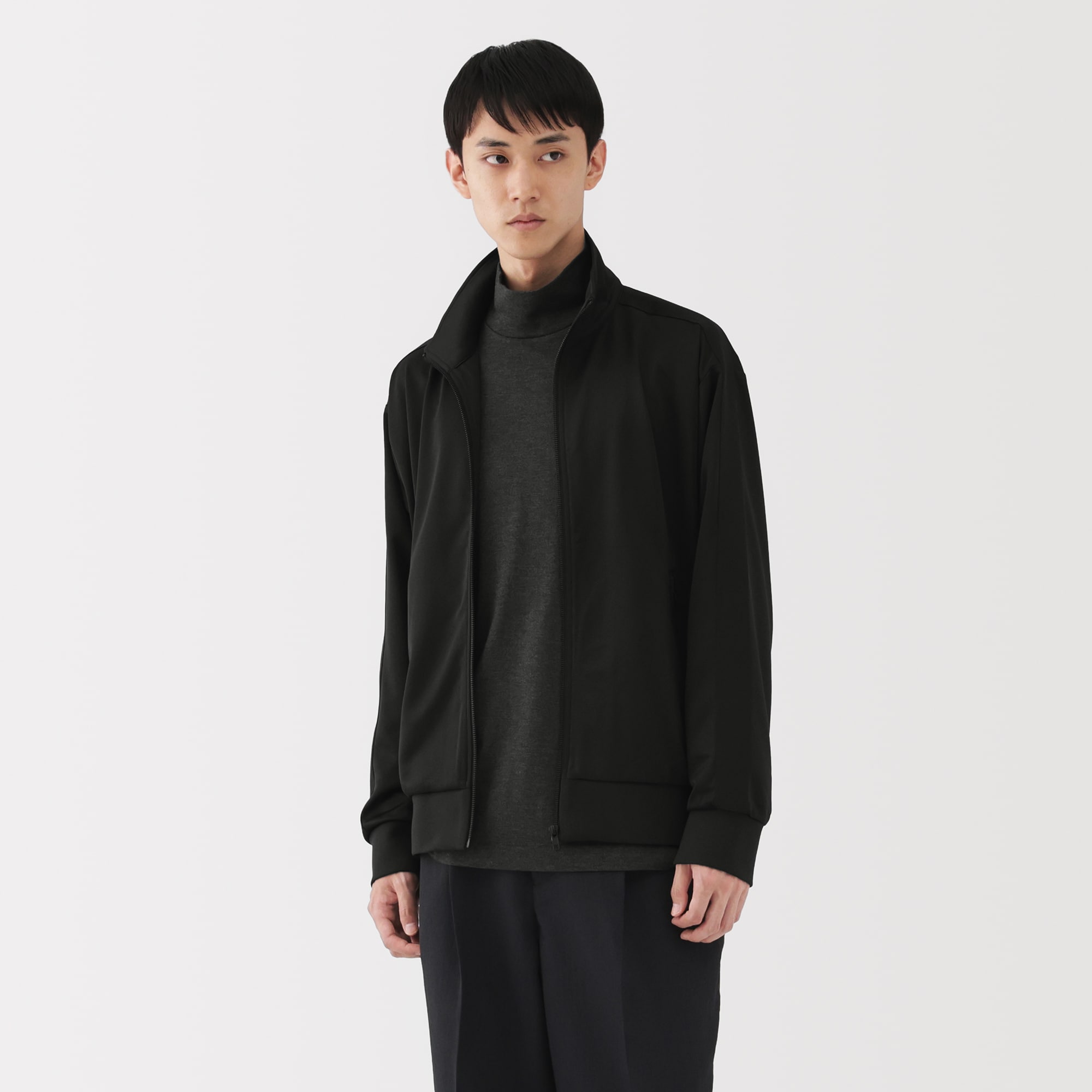 muji labo 2025FW ユニフォーム素材で作ったトラックジャケット 黒 紳士 ユニフォーム素材で作ったトラックジャケット | 無印良品