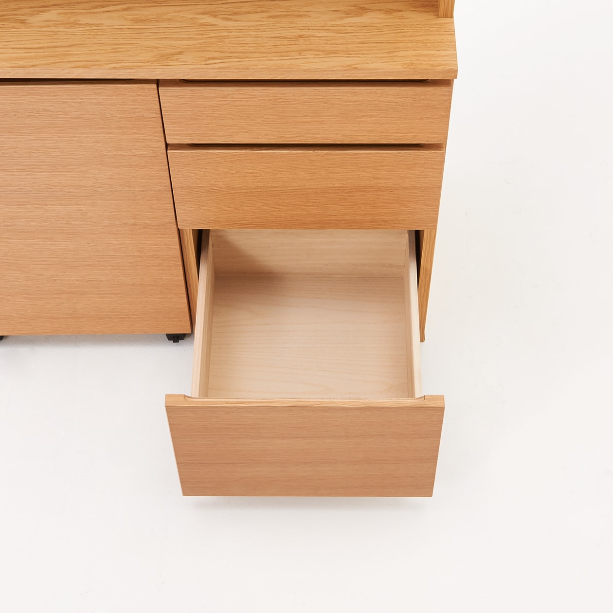 オーク材カップボード・オープンタイプ・ワゴン付