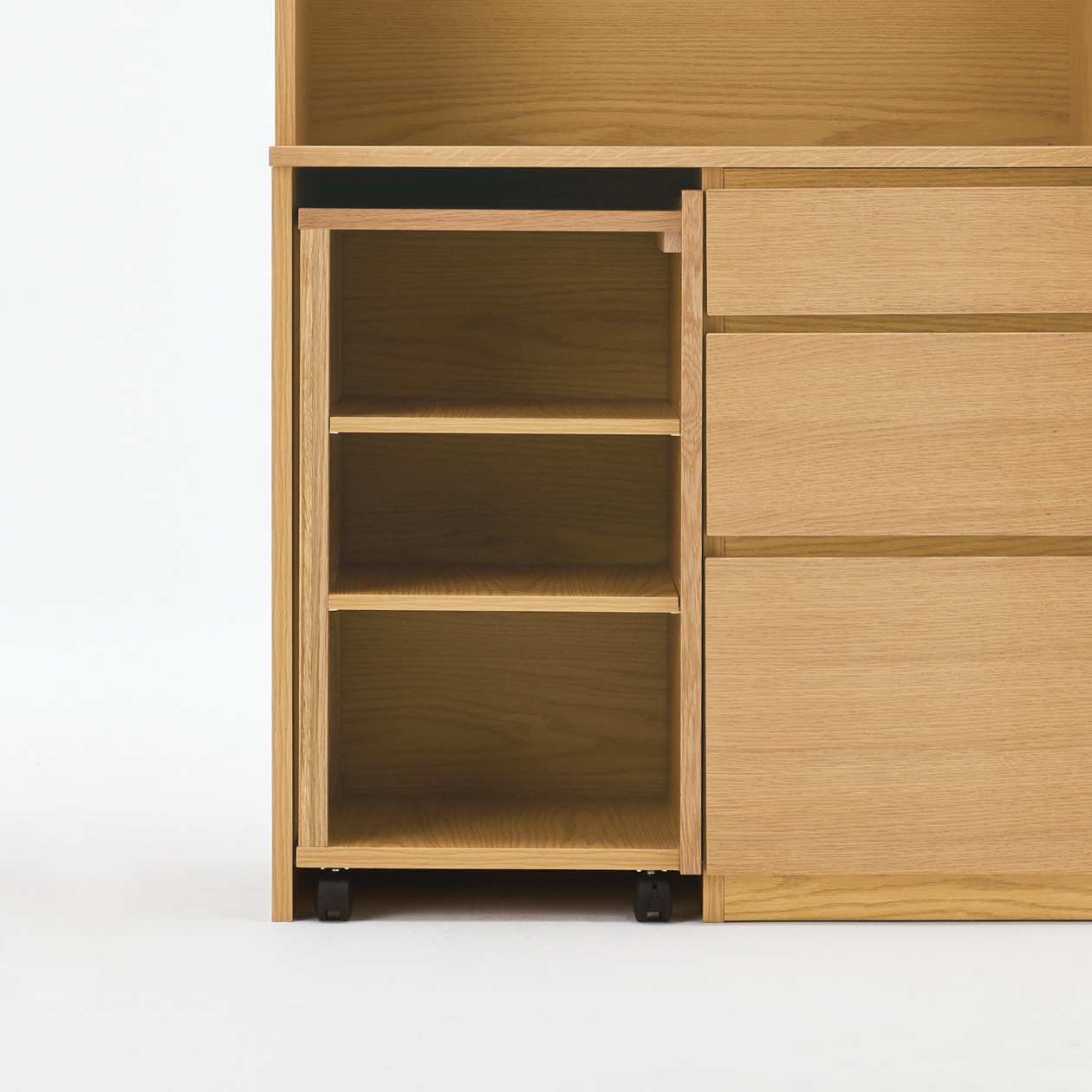 オーク材カップボード・オープンタイプ・ワゴン付