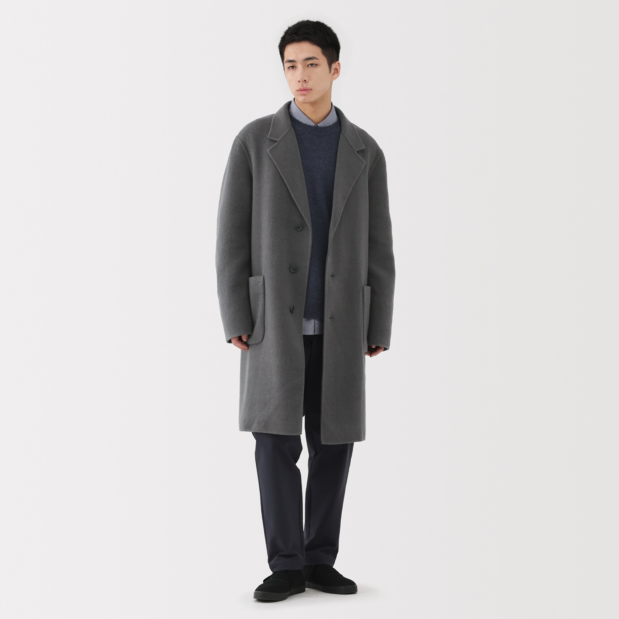 紳士　ウール混ダブルフェイスチェスターコート