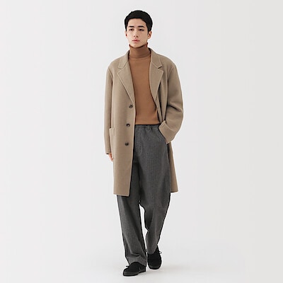 紳士　ウール混ダブルフェイスチェスターコート