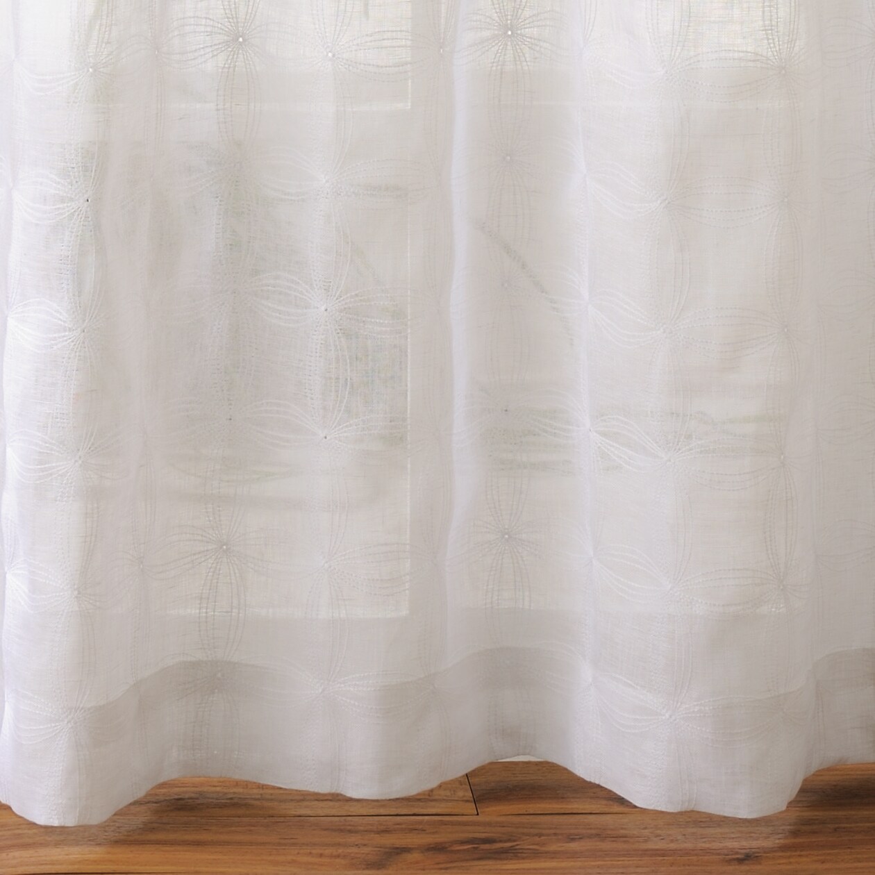 綿麻刺繍ノンプリーツカーテン／オフ白 | 無印良品