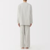 紳士　脇に縫い目のない　フランネル　スタンドカラー長袖パジャマ