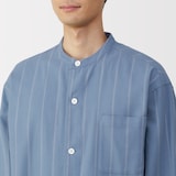 紳士　脇に縫い目のない　フランネル　スタンドカラー長袖パジャマ