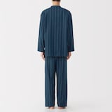 紳士　脇に縫い目のない　フランネル　スタンドカラー長袖パジャマ